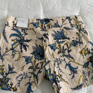 LOFT womens Floral Shorts - Cream and Blue
